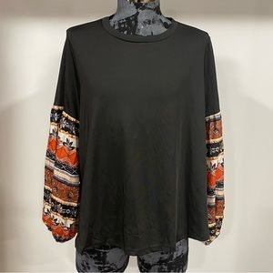 SHEIN Curve Plus Floral Print Lantern Sleeve Top